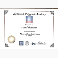 APA and Advanced Examiners Certificate by the british polygraph academy